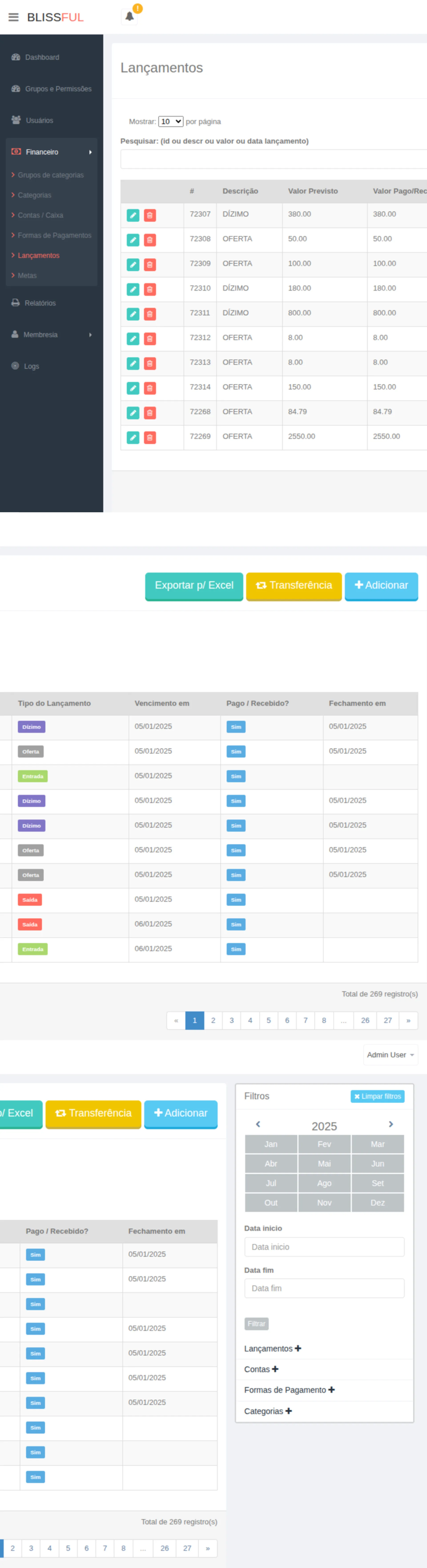 Sistema Web - BlissFul - Gerenciamento de Igreja