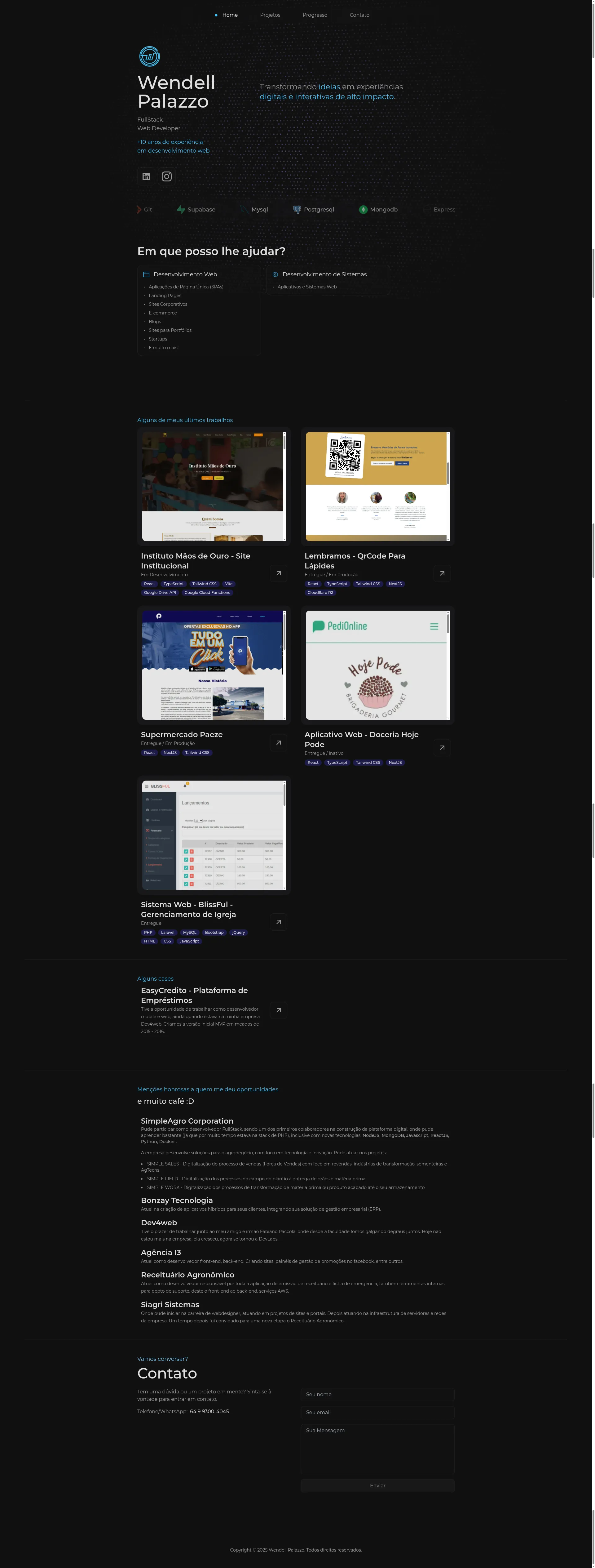 Wendell Palazzo - Site Portfólio
